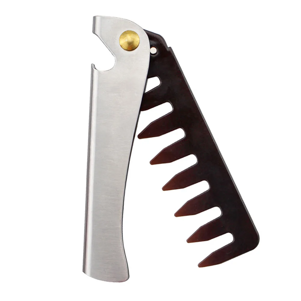 

Healvian 1 шт. ретро расческа с широкими зубьями для вьющихся жирных волос парикмахерская Складная карманная расческа для мужчин черная