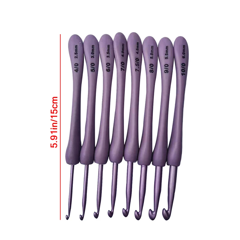 8 pz/set 2.5-6.0mm viola uncinetti Set Craft Weaving ganci per maglieria aghi fai da te all'uncinetto per cucire artigianato strumento di cucitura