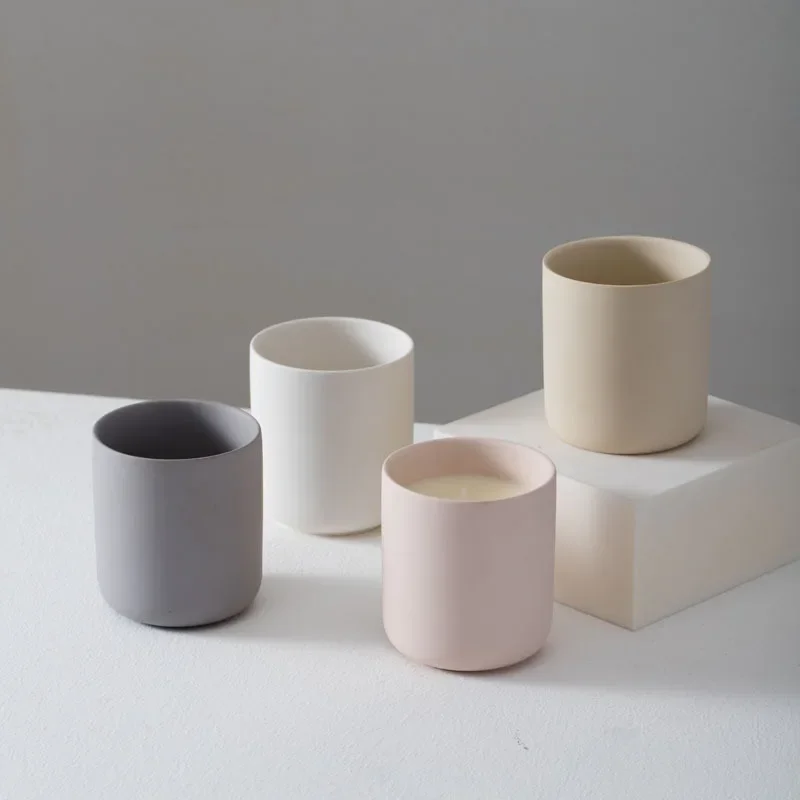 Minimalist Ceramic Scented Candle Jar 375ml Holders Desk Decoration Candlestick Wax Melt Burner Home Aroma Container