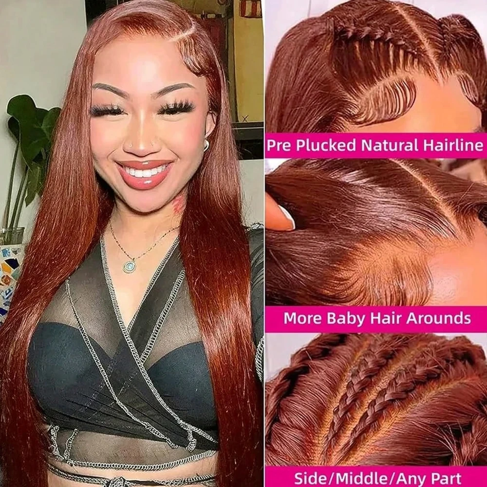 البني المحمر 13X4 HD الدانتيل الجبهة الباروكات الشعر البشري 13X6 مستقيم الدانتيل الجبهة الباروكات النحاس الأحمر الملونة خصلات الشعر المستعار الإنسان للنساء