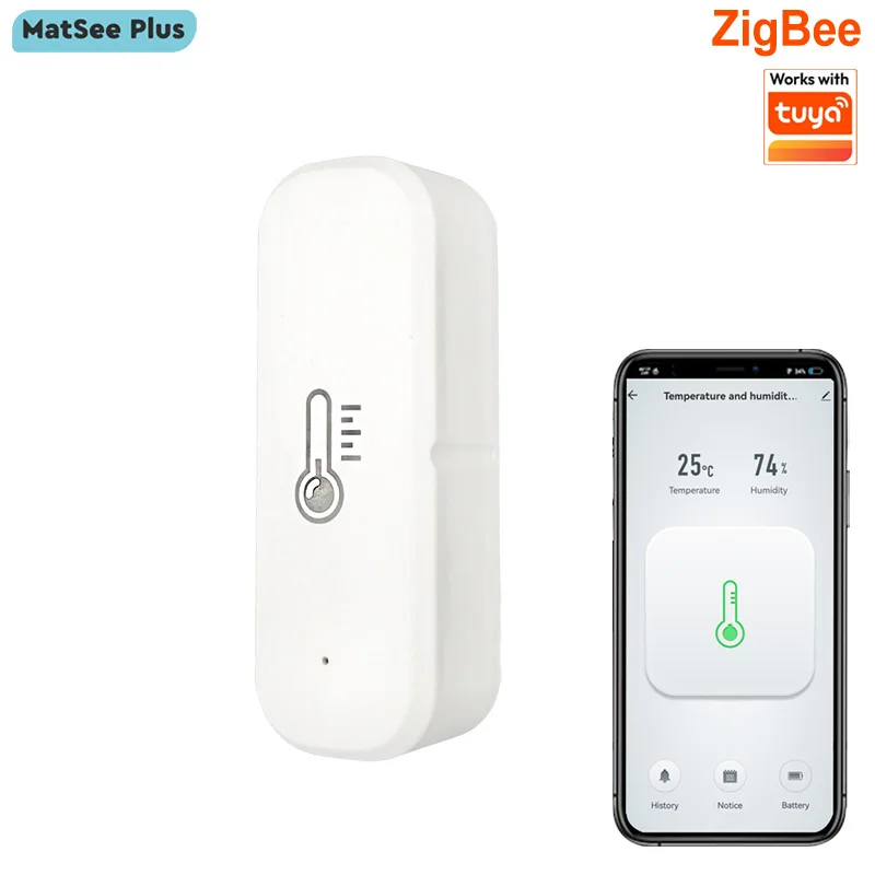 Smart Zigbee Temperature Humidity Sensor Indoor Hygrometer APP Remotely Real-time Monitoring Home Automation