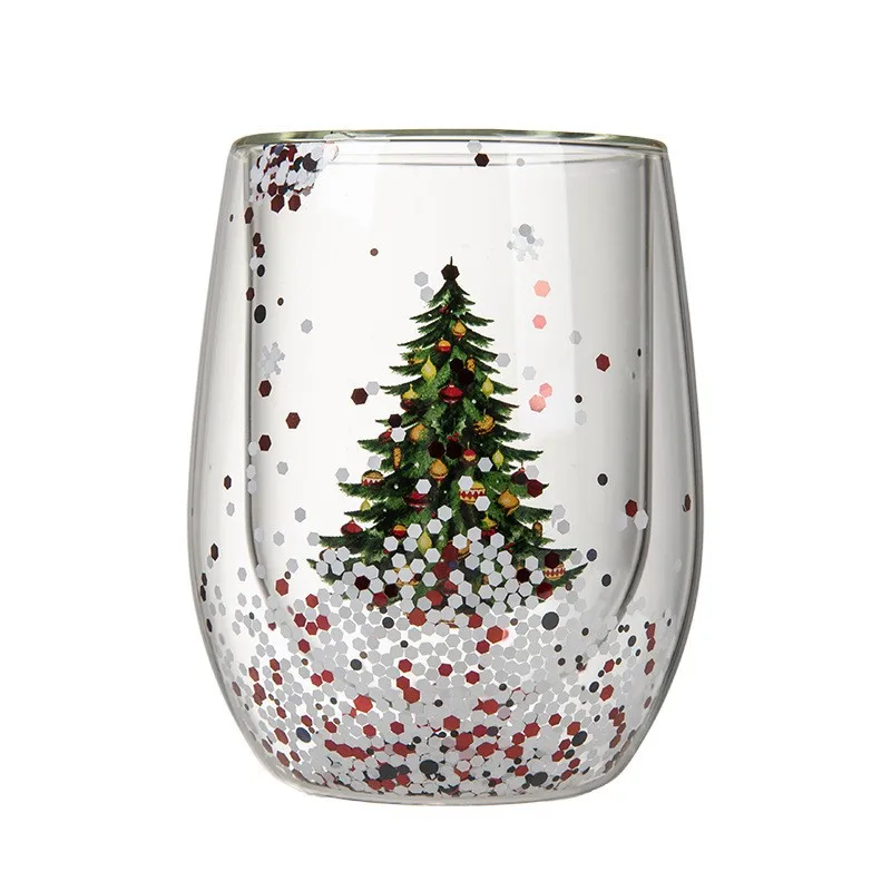 

Рождественские стеклянные чашки, декоративная бутылка для воды, кружки для холодного кофе, кухонная эстетичная чашка, настольные аксессуары, рождественская посуда для напитков