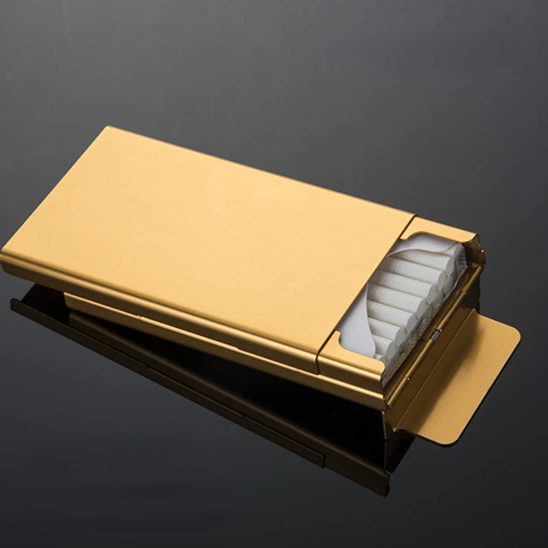 

20 Metal Portable Cigarette Case Automatic Spring Cover Aluminum Alloy Thin Support Slide Cover Cigarette Case