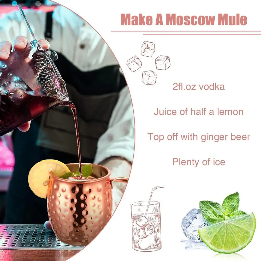 مجموعة مكونة من 24 كوبًا من الفولاذ المقاوم للصدأ مطلي بالنحاس والذهب الوردي سعة 12 أونصة للمشروبات الباردة والبيرة والنبيذ والحفلات والهدايا