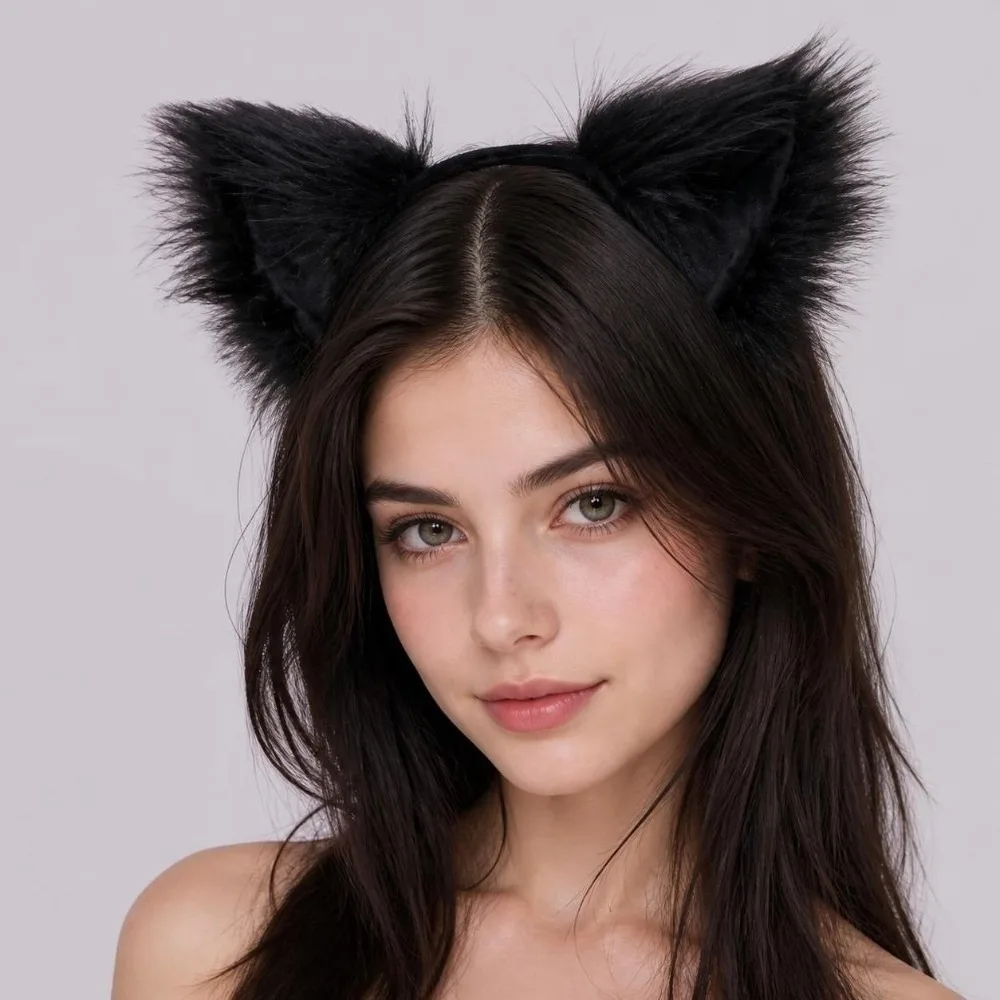 Multicolor Faux Fur Cat Ears Fluffy Realistic Texture Lightweight Cosplay Ears Hair Hoop Comfortable Flexible Animal Headband