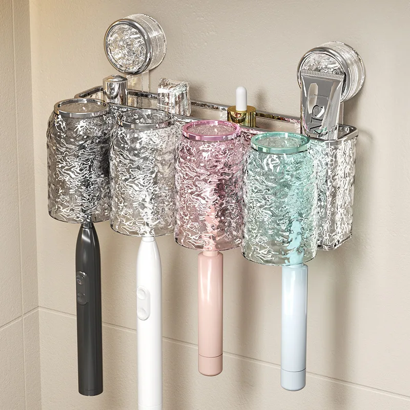 Non Perforated Suction Cup Toothbrush Storage Rack, Wall Mounted Toothbrush Holder, Easy To Install Without Damaging The Wall