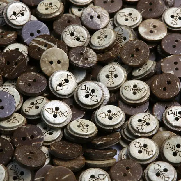 30pcs/lot Size:12.5mm Natural 2 holes fishbone pattern Coconut Buttons minimalist Button knitted cardigan Sewing Kit(SSA-3990)