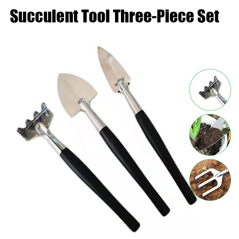 

Multi-Color Combination Succulent Tool Three-Piece Set Stainless Steel Mini Small Shovel Rake Gardening Tool Planting Set