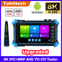 8K CCTV IP Camera Tester With VGA HDMI Input 8mp AHD TVI Tester Cable Tracer PoE IPC Test Power Output UTP Cable Tracker