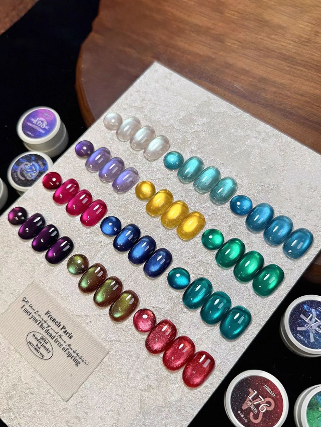 1/12 pçs 2025 kit de arte do prego feminino outono e inverno contas de vidro espumante colorido azul roxo amarelo olho de gato uv gel unha polonês