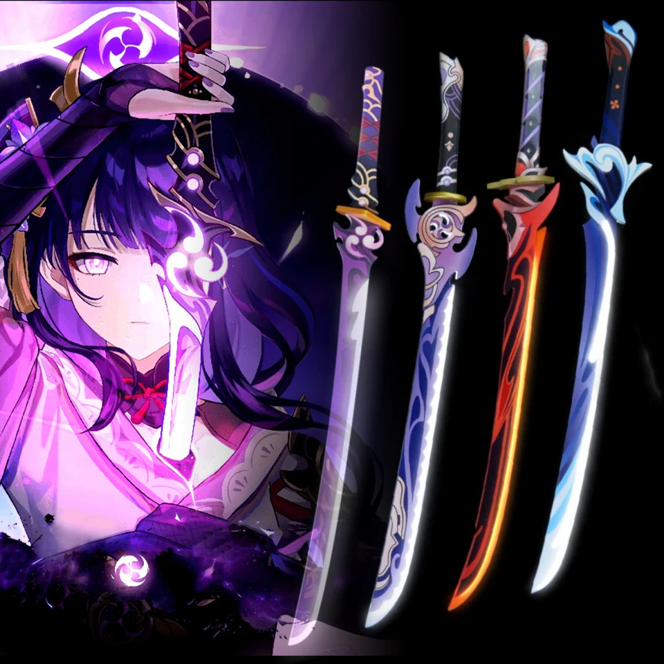 100cm Genshin Impact Luminous Katana Led Light Sword Anime Cosplay Prop Ninja Knife Real Size Japanese Katana Samurai Sabre Toy