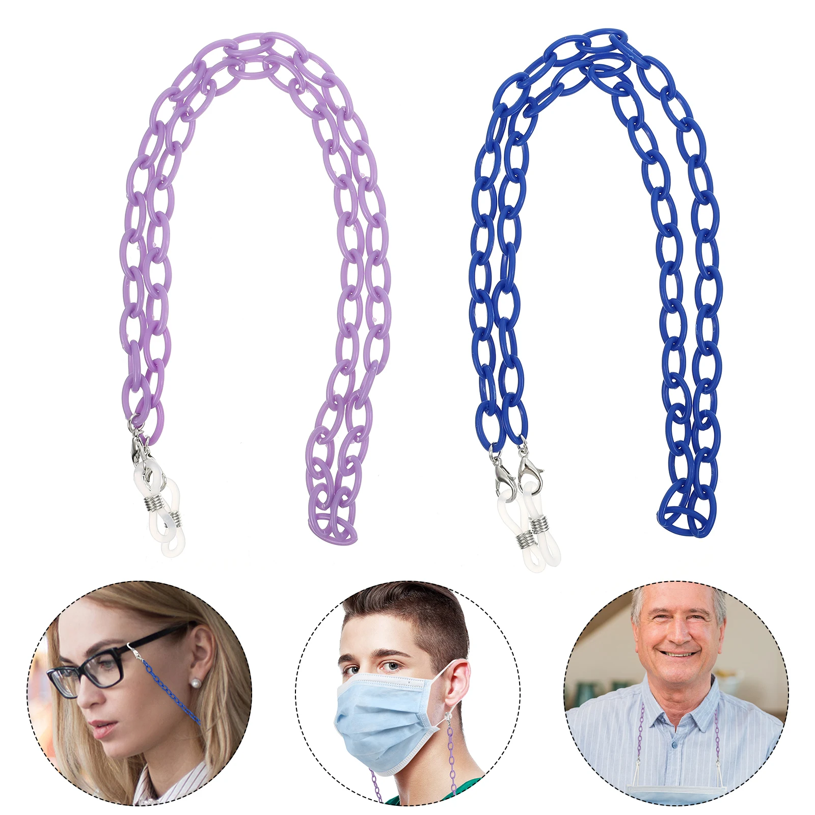 

2pcs Anti Lost Glasses Mask Chains Durable Wear Resistant Fashionable Acrylic Mask Glasses Chains Anti Slip Design