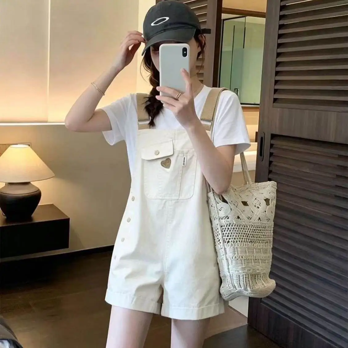 vkei jfashion Japanese Style Overall Shorts for Women Summer 2026 New Design Slim Trendy Youthful Back to School Suspenders