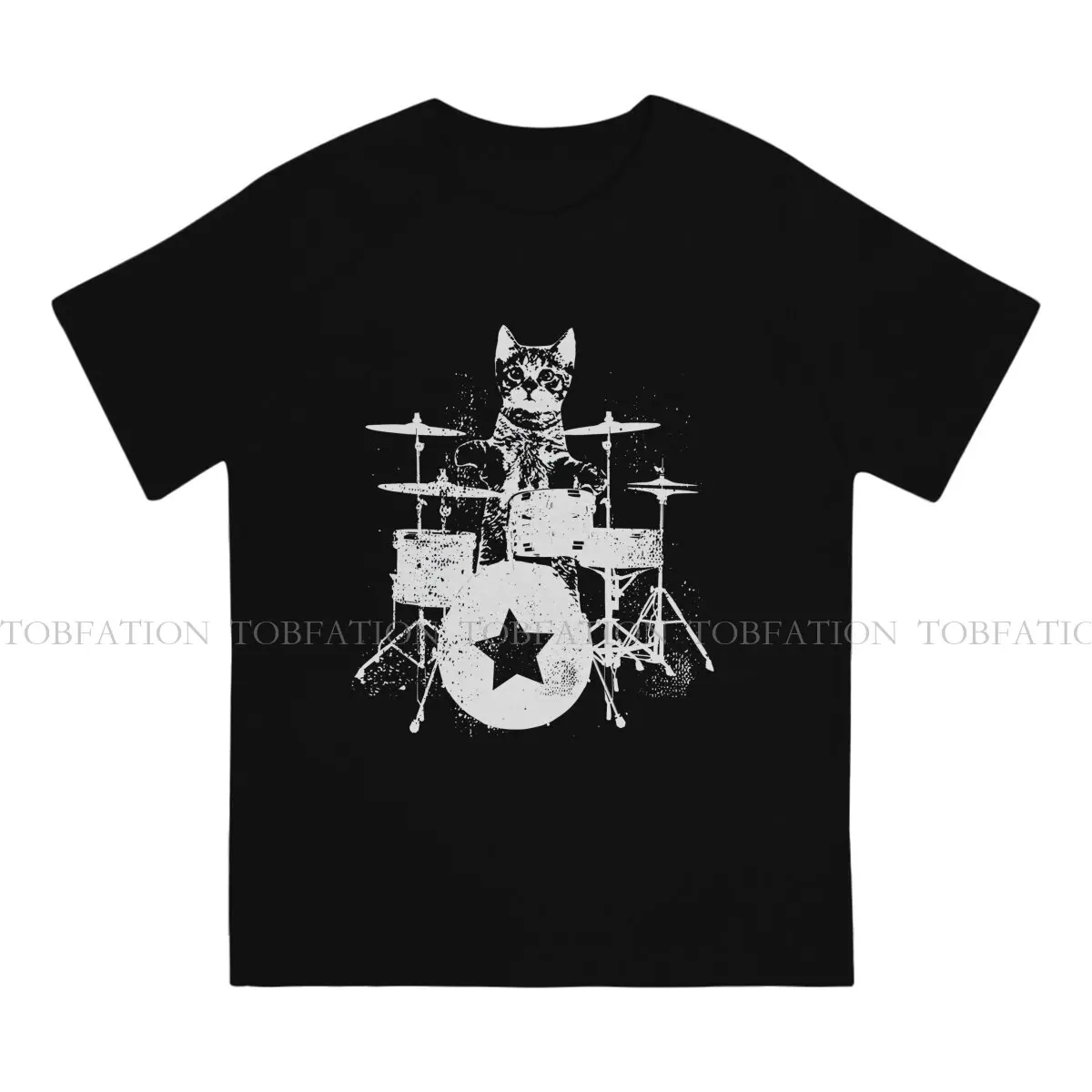 Rockstar Kitty Drums O Neck TShirt Rock N Roll Pure Cotton Original T Shirt Men Tops Fashion Oversized Big Sale