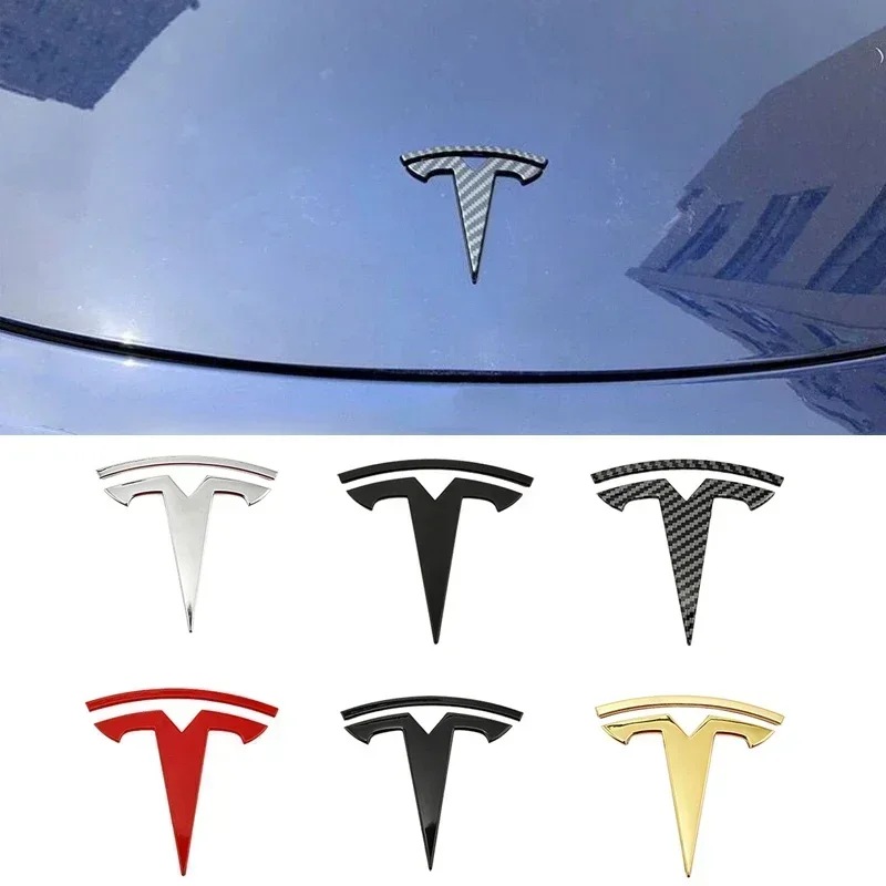 3pcs Metal Car Front Hood Cover Emblem Rear Trunk Steering Wheel Stickers for Tesla Model 3 Mode Y Auto Badge Decal Accessories