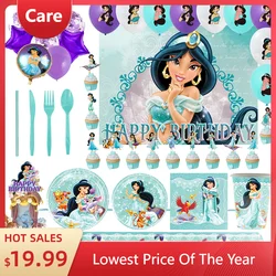 Jasmine Princess Aladdin Theme Birthday Party Decoration Supplies Disposable Cutlery Balloon Background Baby Shower Girl Gift