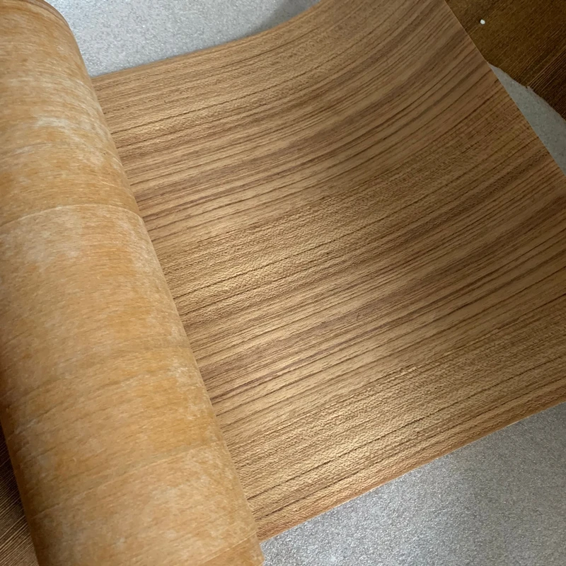 Natural Wood Veneer Thai Teak Veneer Backing with Tissue Furniture 13cm 31cm x 2.5m Q/C