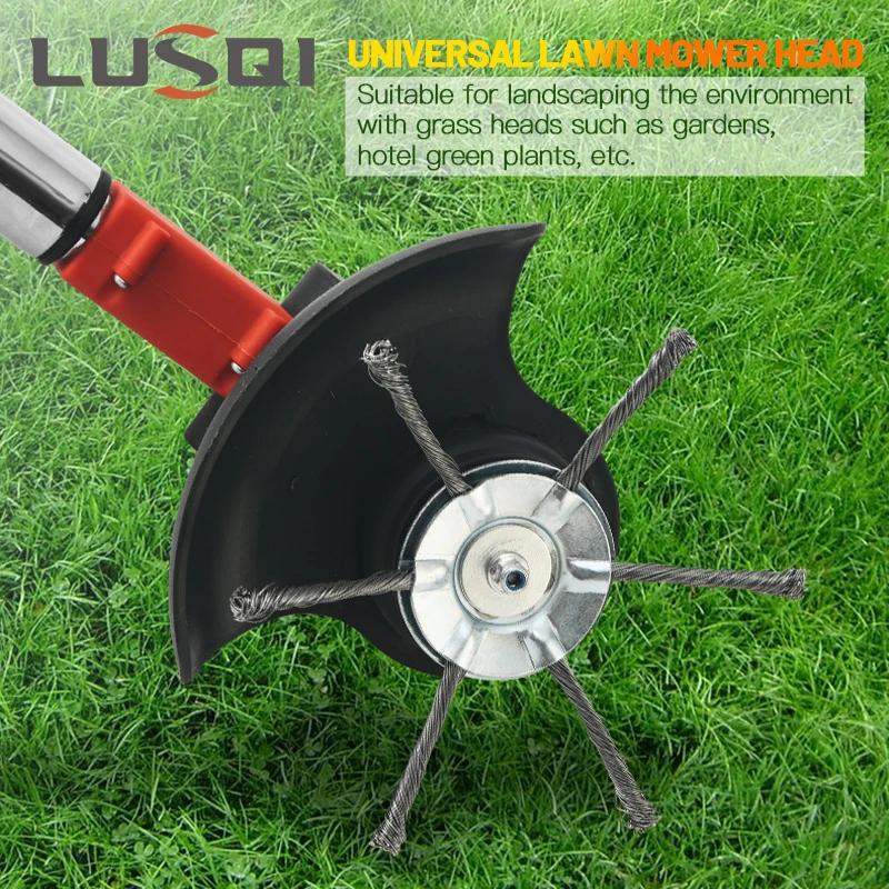 LUSQI New Steel Wire Grass Trimmer Head 6\'\' Universal Weed Brush Fit Electric Lawnmower Brushcutter Removal Moss Rust 1/2PC