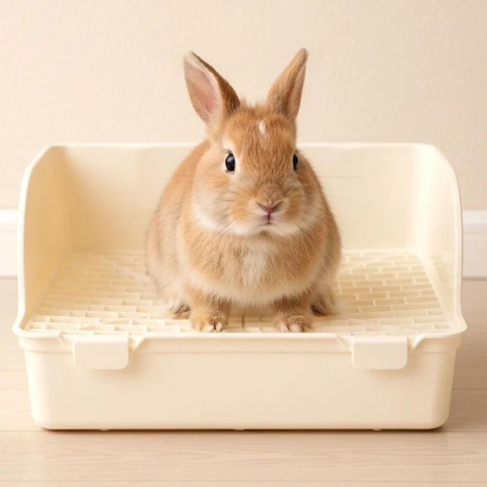

Splash-Proof Rabbit Litter Tray Rectangular Anti-spill Animal Potty Trainer Detachable Plastic Rabbit Training Toilet