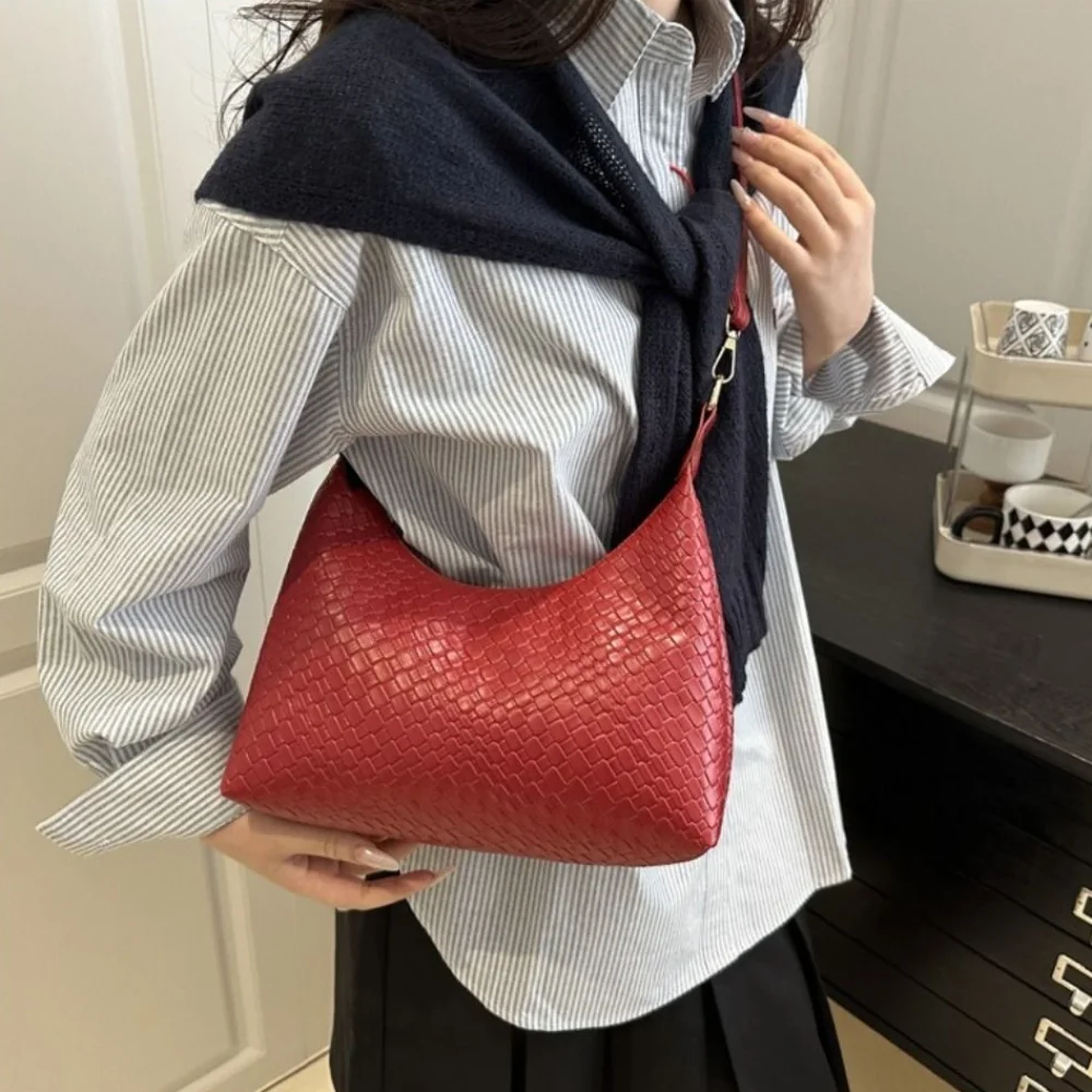 

Small Luxury Stone Pattern Shoulder Bag Casual Pu Leather Crossbody Bag Solid Color Zipper Women's Handbag Travel