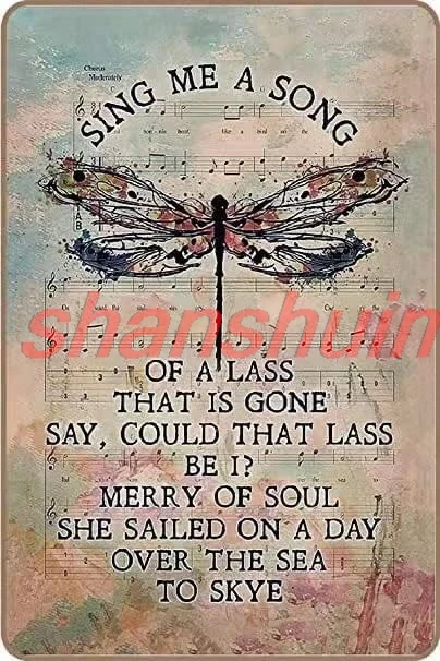 shan Metal Tin Sign Wall Decor-Sing Me a Song of a Lass-Retro Tin Sign for Home Office Boho Room Wall Art Decor Gift for  1pc