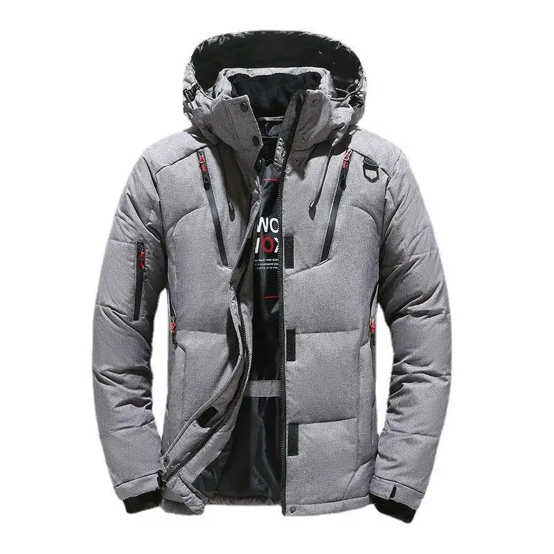 Homens de alta qualidade branco pato para baixo jaqueta quente com capuz grosso puffer jaqueta casaco masculino casual casaco térmico inverno parka casacos