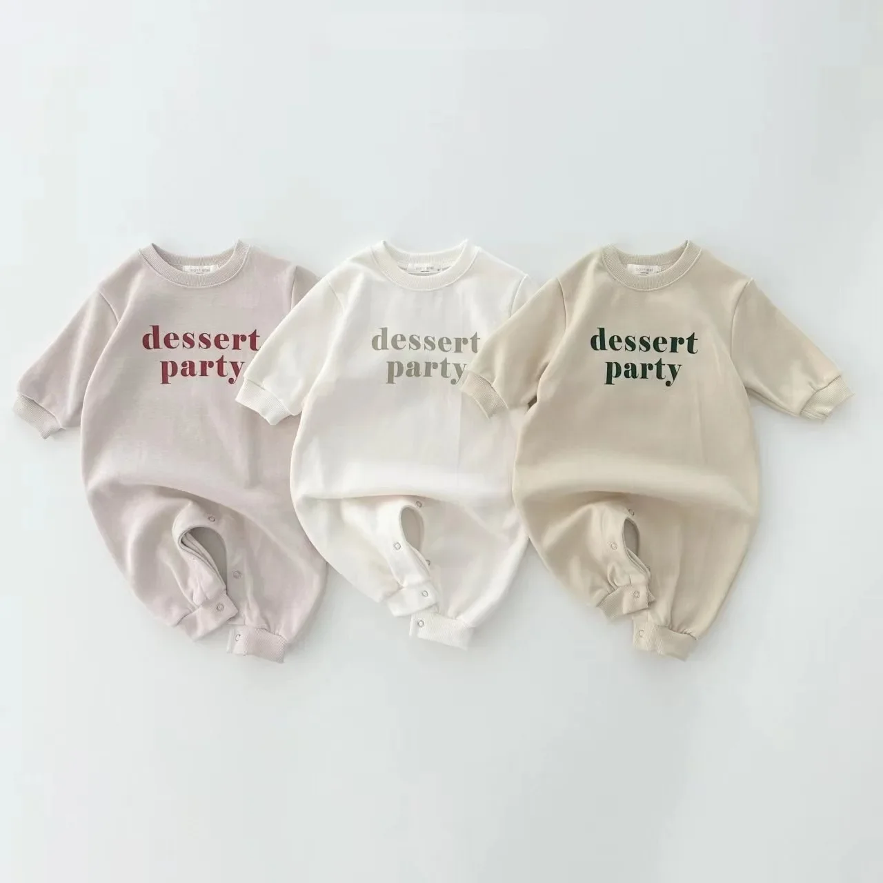 

Korean Style Autumn Baby Boys Girls Rompers Solid Color Letter Print Pullover Bodysuits Onepieces Newborn Photography Outfit