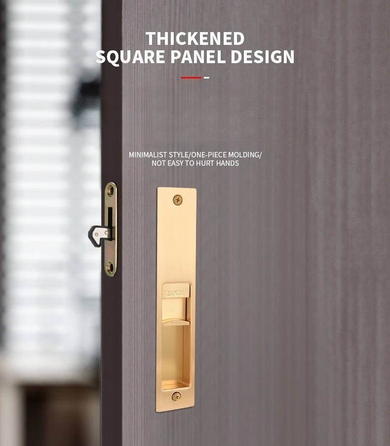 Japanese Style Pocket Sliding Door Lock, Embedded Sliding Rail Folding Door with Indicator, Universal Built-in Safety Lock
