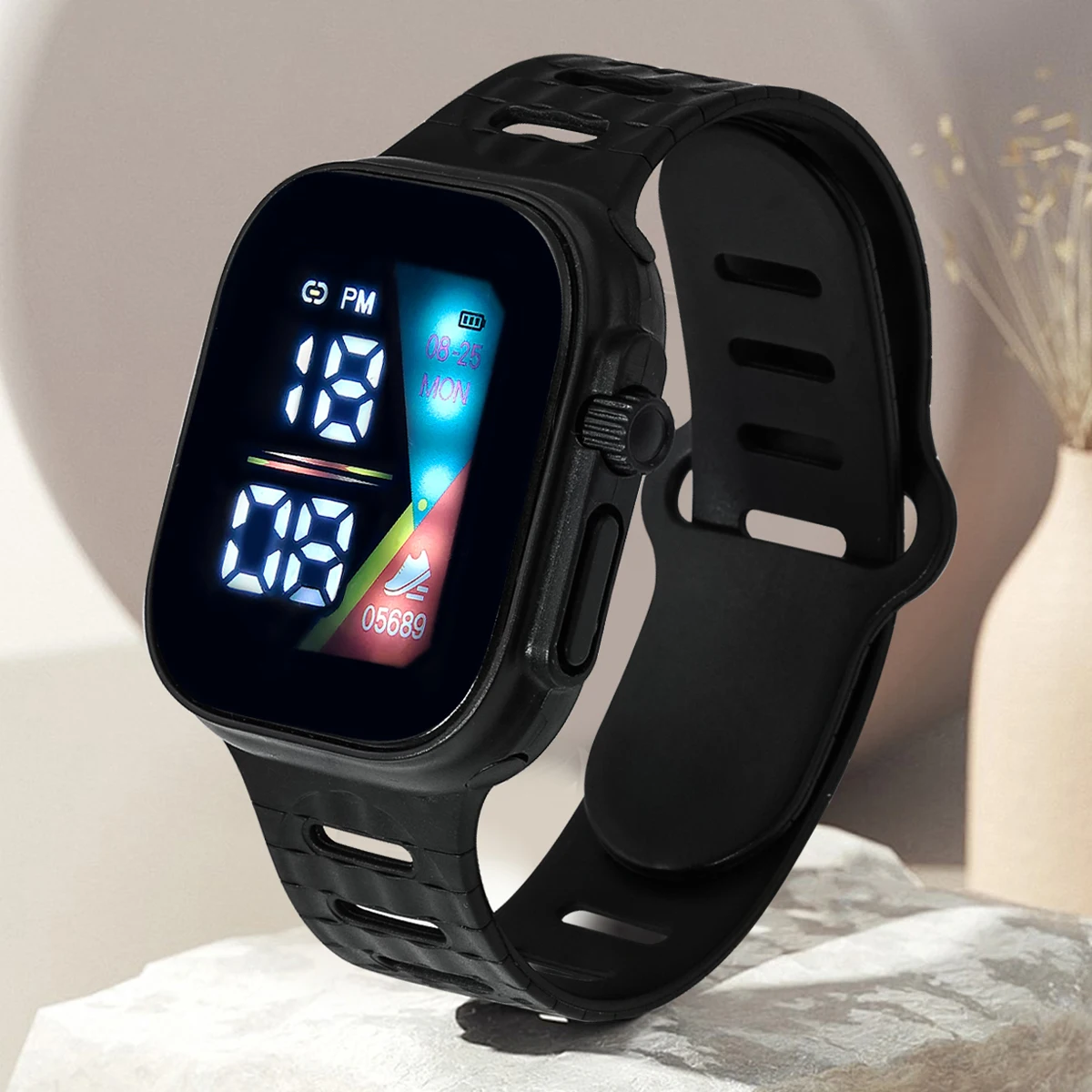 Children's Watch Minimalist Touch Screen LED Electronic Watch Leisure Square Student Electronic Watch