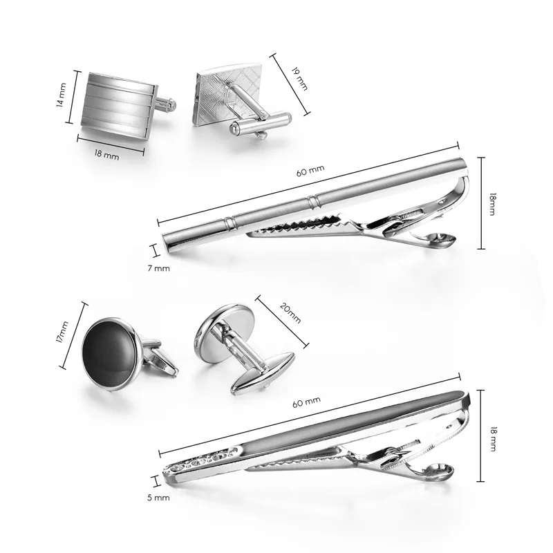 4 Sets Tie Clips & Cufflinks For Men Man Shirt Cufflink Wedding Guests Gift With Box Pisa Ties Pin Luxury Men's Gift For Husband