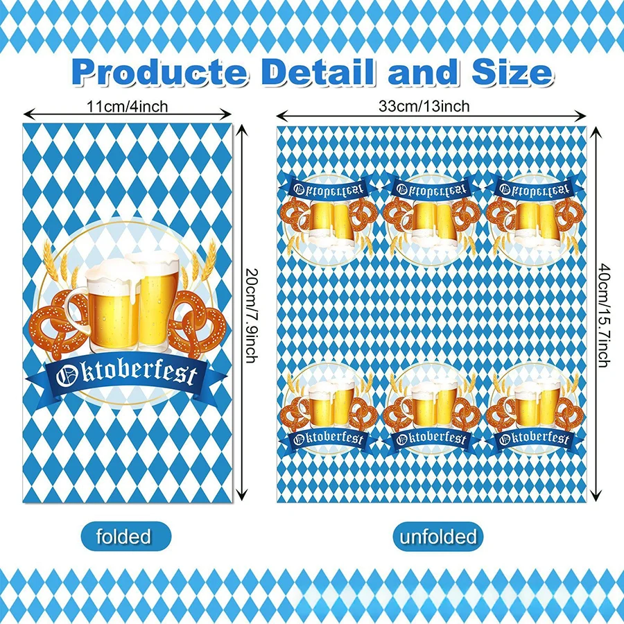 20Pcs Diamond Oktoberfest Disposable Paper Napkins Beer Pretzel Print German Beer Festival DIY Decoupage Table Tissue Serviettes