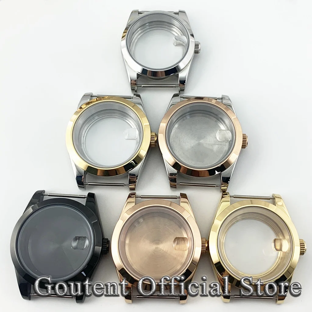 Goutent Herren Silber Gold Uhrengehäuse 36mm 39mm Saphirglas passen nh34 nh35 nh36 eta pt5000 st2130 Uhrwerk