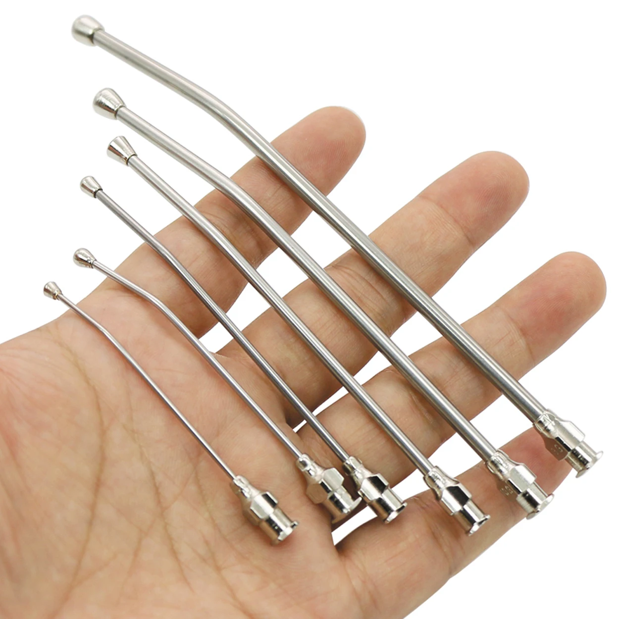 6Pcs Stainless Steel Birds Feeding Curved Gavage Tubes Suitable For Various Syringes Parrot Bird Feeding Tools