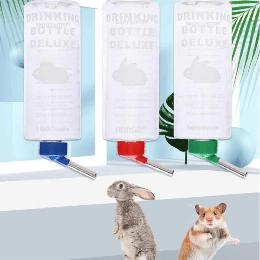 New 1000ml Small Animal Water Bottle Large Capacity Water Bowl Hangable Water Bottle Drinker Pet Water Bottle Rabbit Guinea Pigs
