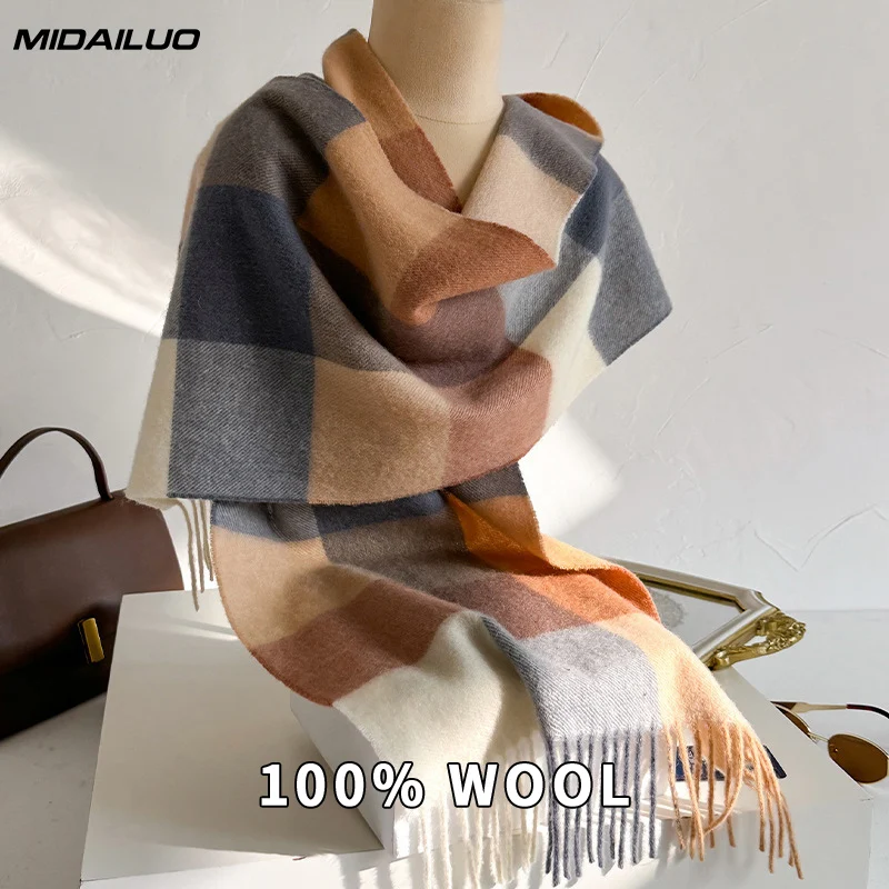 

Шарф из 100% чистой шерсти, женский зимний шарф, минималистичный корейский стиль, однотонная теплая мягкая шаль, роскошный брендовый глушитель, пашмина