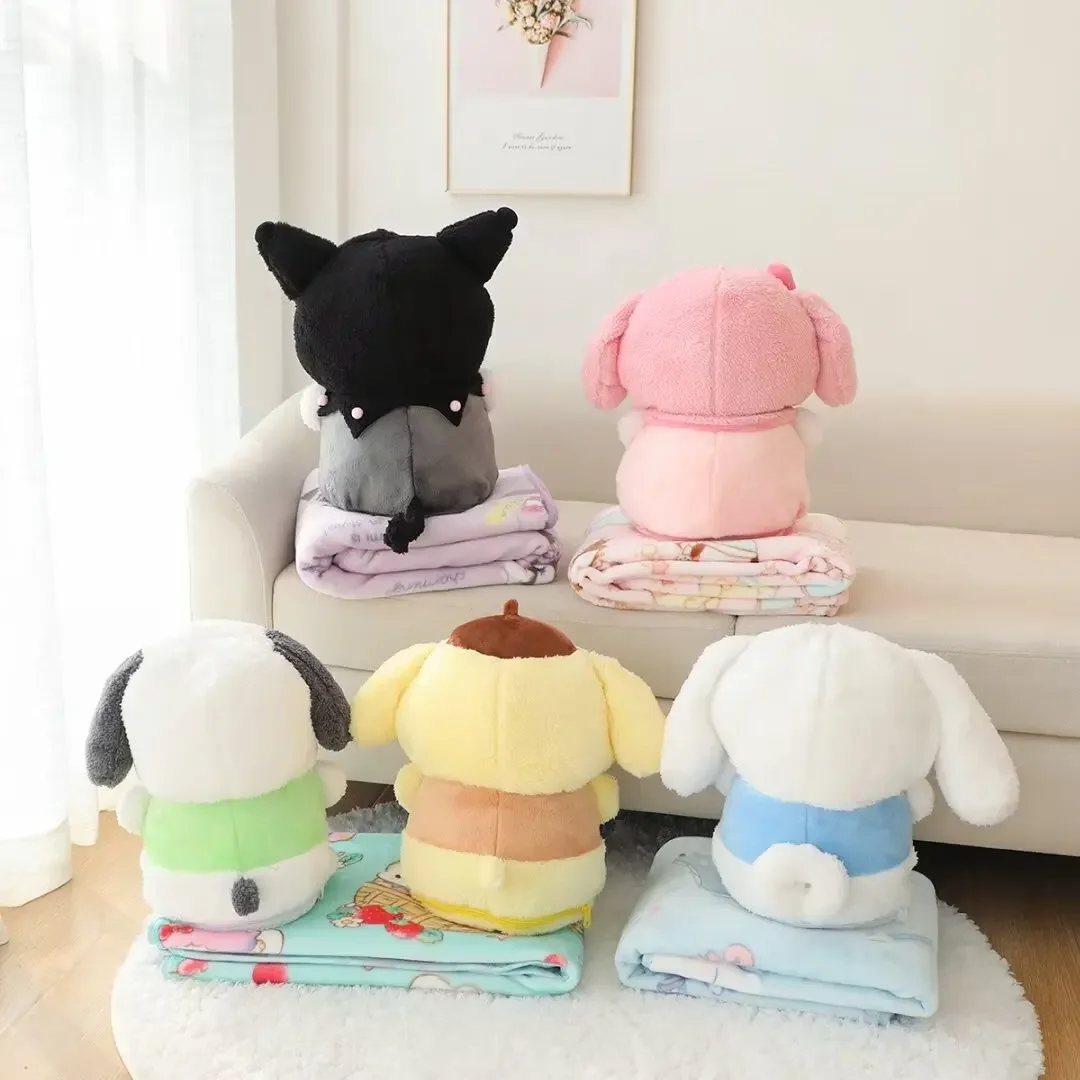 Lovely Kuromi Cinnamoroll Plush Toy Comfortable My Melody Doll Huggable Pom Pom Purin Plushies Anime Cartoon Pillow Blanket