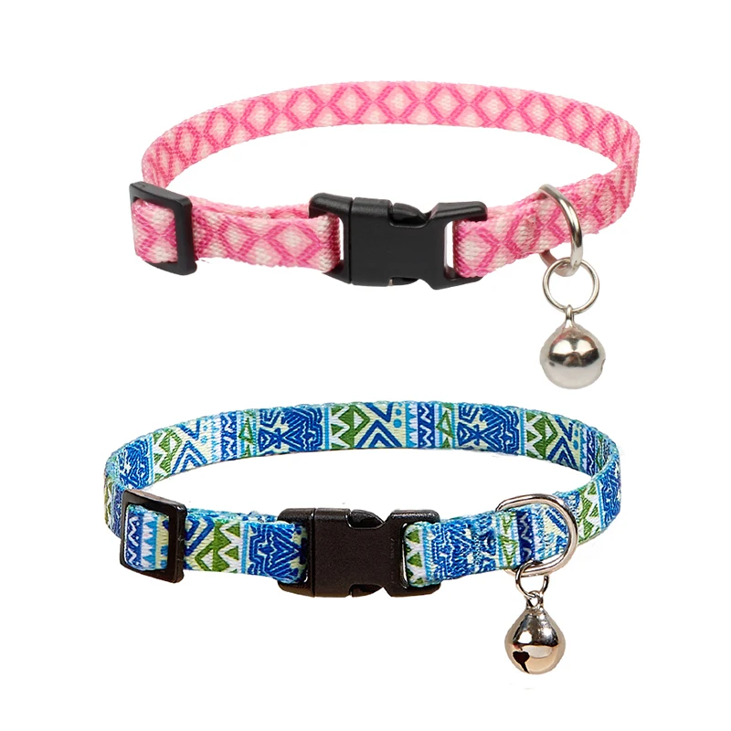 Geometric Doodles Cat Collar Colorful Print With Bell Fashion Adjustable Pet Puppy Supplies Hot Sales