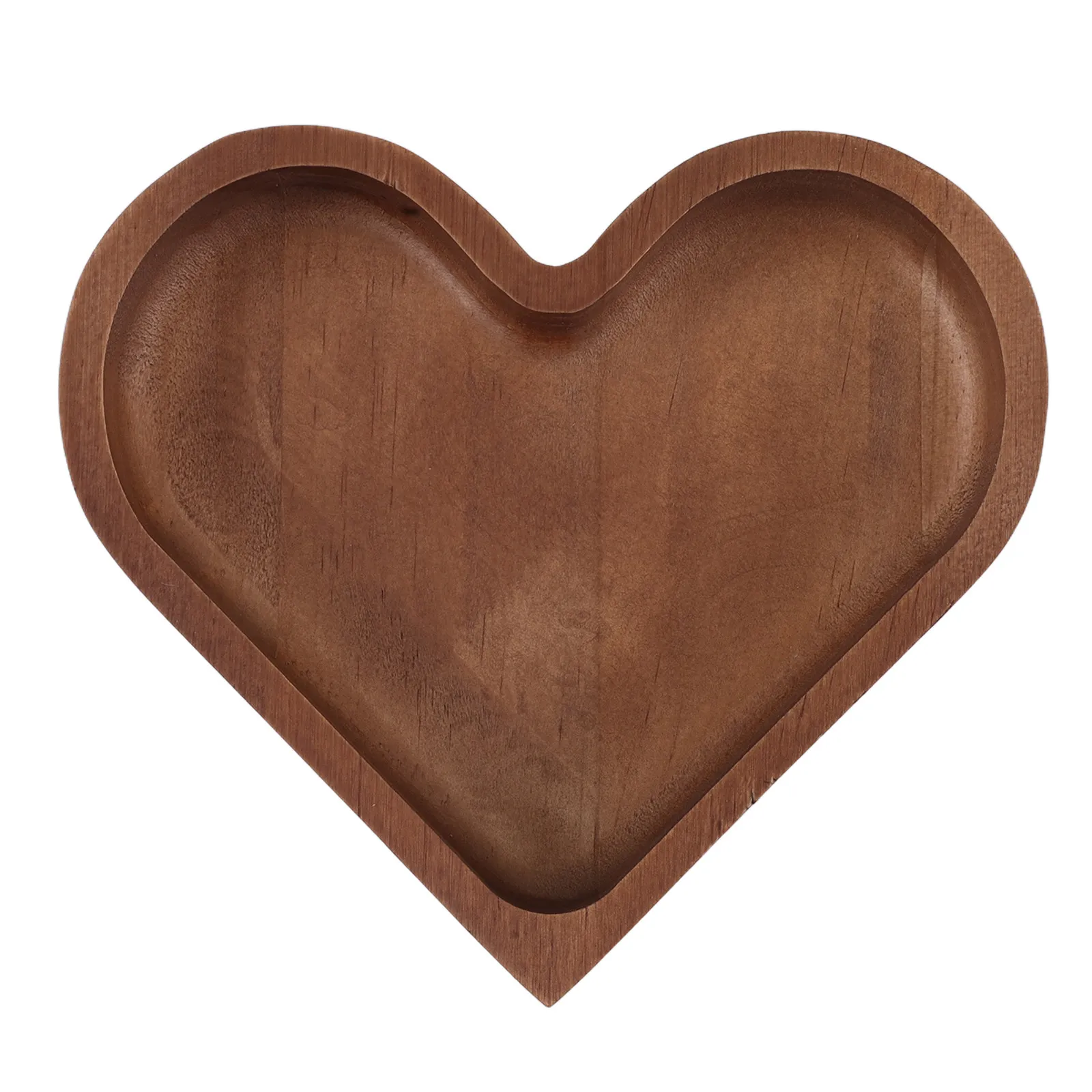 Heart-Shaped Wood Candy Tray Valentine Serving Dish Stackable Snack Plate Elegant Decorative Nut Bowl