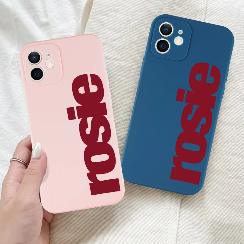 

Simple English Letter Korea Style Phone Case For iPhone 16 15 11 12 14 13 Pro Max Mini X XSMax XR 7 8 Plus SE4 16e Silica Covers