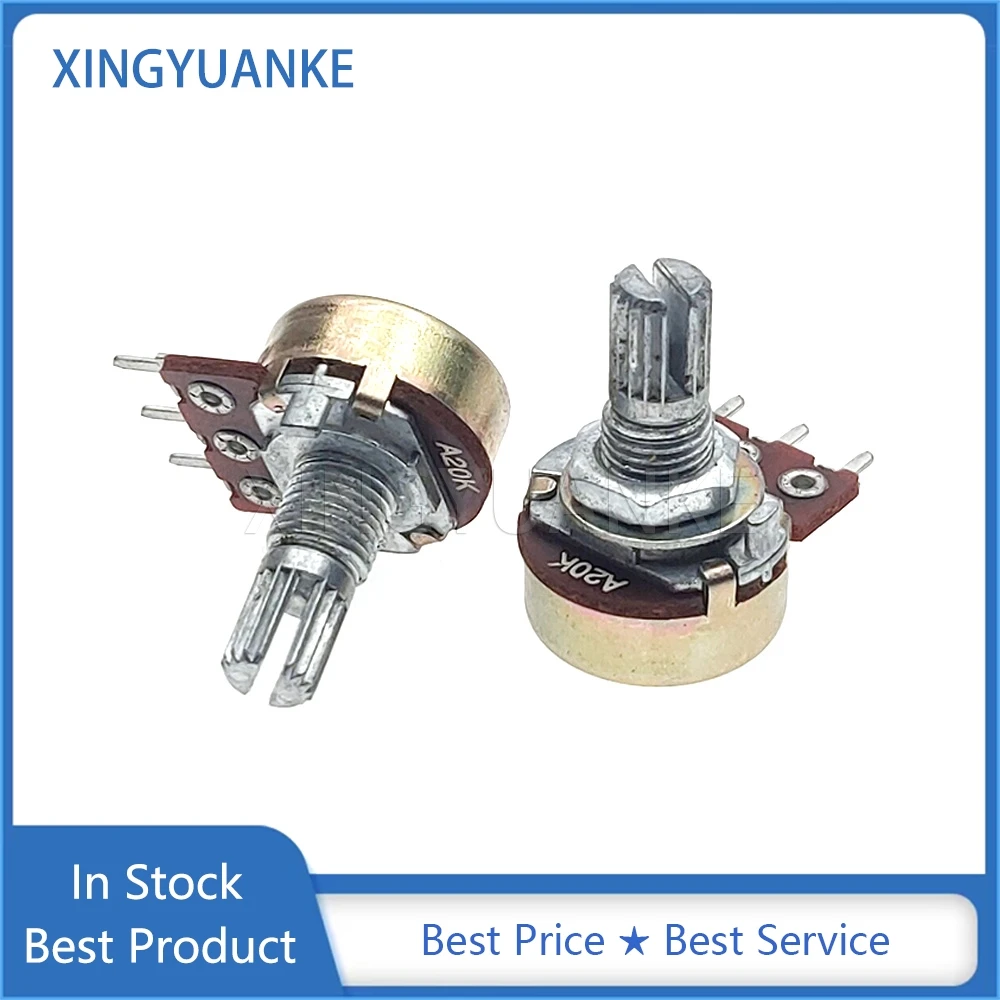 2PCS 16 Type Single Potentiometer A20K A50K 3-Pin Audio Amplifier Volume Potentiometer Flower Shaft Length 15MM