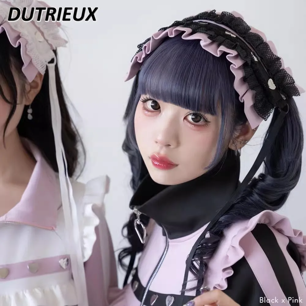 Japoński styl Lolita słodkie i urocze dziewczyny kopalnia nakrycia głowy koronkowa falbana krawędź koronkowa opaska na głowę opaski do włosów akcesoria dla kobiet