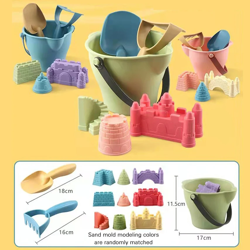 Castle Model Ins Seaside Beach Brinquedos Crianças Verão Brinquedos Set Baby Bath Toy Kids Swim Toy com Borracha Duna Sand Mold Tools Sets