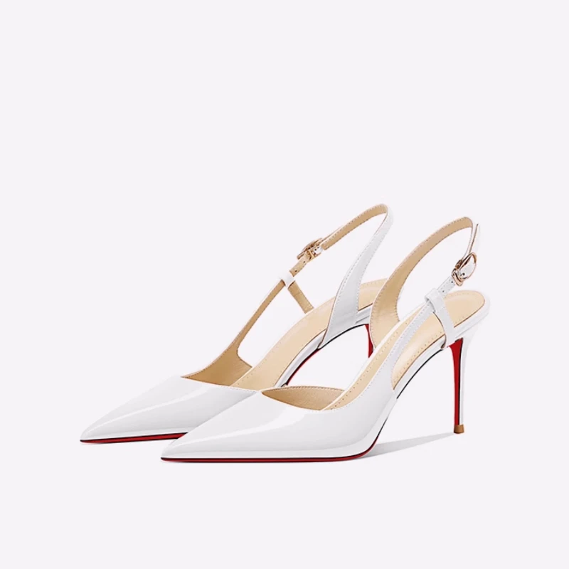 

Новинка 2023 года, летние туфли на высоком каблуке с тонким каблуком Baotou, белые лаковые кожаные туфли с ремешком для женщин