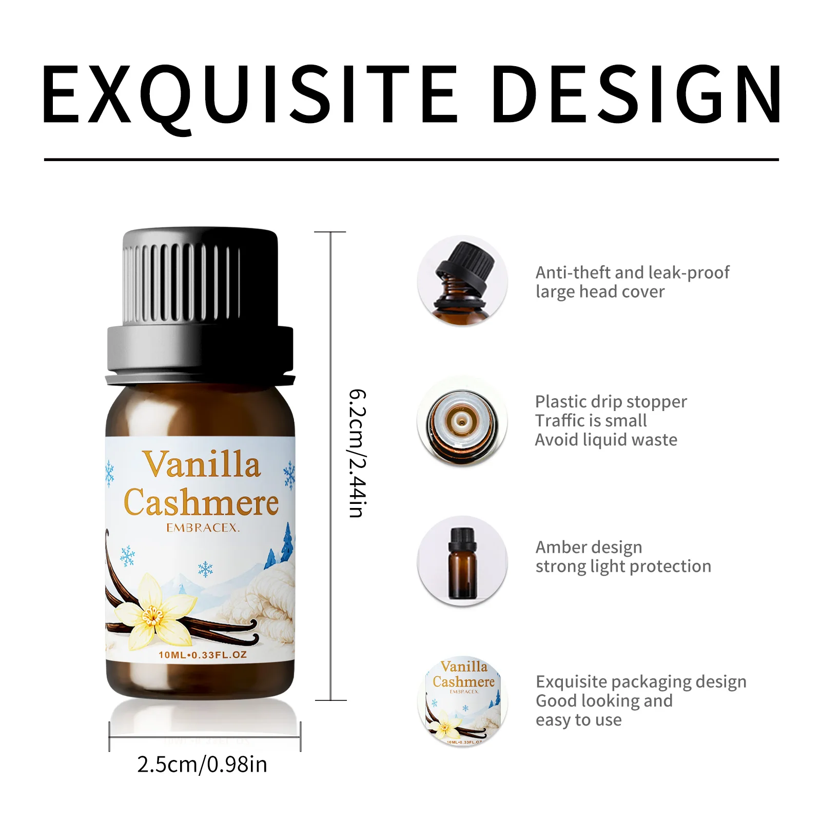 10 ml Vanille-Kaschmir-Duftöl, Winterduftöl, warmer Duft, geruchsneutralisierendes Duftöl, zum Herstellen von Duftkerzen, ein Geschenk für Freunde. – Detail 3
