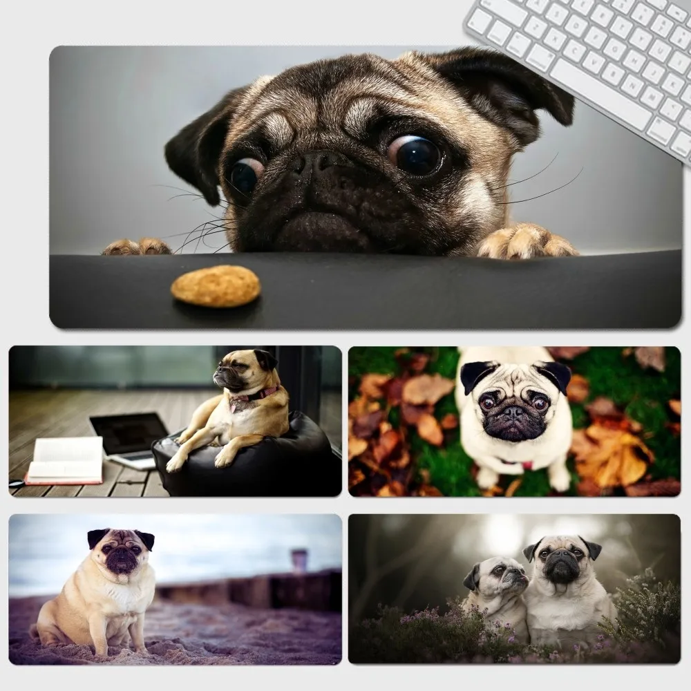Cute Pug Dog 90x40cm Big Keyboard Mat Table Mat Students Gamer Desktop Mousepad Gaming Mouse Pad For PC Mouse Carpet