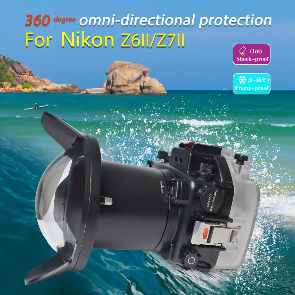Seafrogs 130fit/40m Professional Waterproof Box Diving Camera Housing For Nikon Z6 II/Z7II Underwater Snorkeling Diving Case