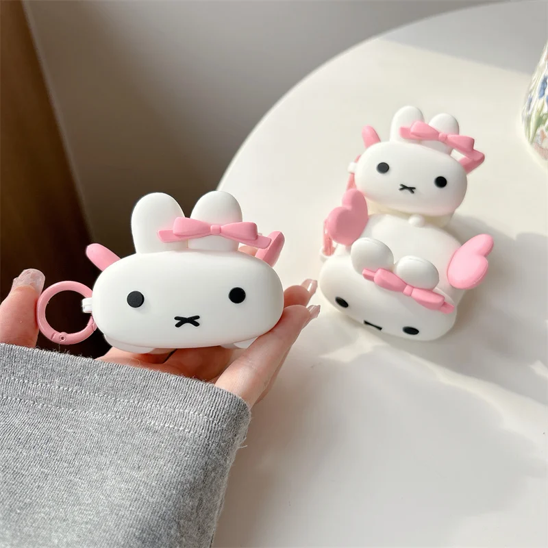 

For AirPods Pro 2 INS Cute Cartoon rabbit 3D Earpods Case For Apple AirPods 1 2 3 4 Pro Earphone Headset Soft Silicone Cover