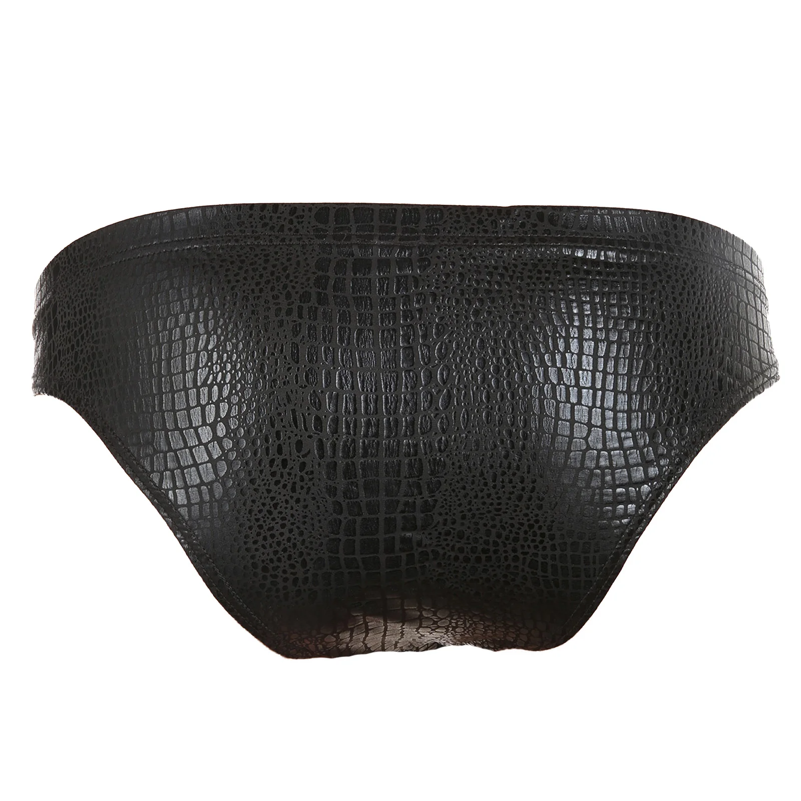 Herren-Unterwäsche, Kunstleder-Slips, sexy Schlangenhaut-Kostüm, mit verstärktem Bereich für die Vorderseite, „Wet-Look“-Unterhose, ultradünne Slips, Herren-Slips. – Detail 2