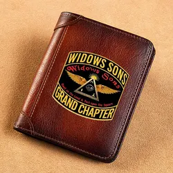 High Quality Genuine Leather Wallet Masonic Widows Sons Grand Chapter Printing Standard Short Purse BK3633