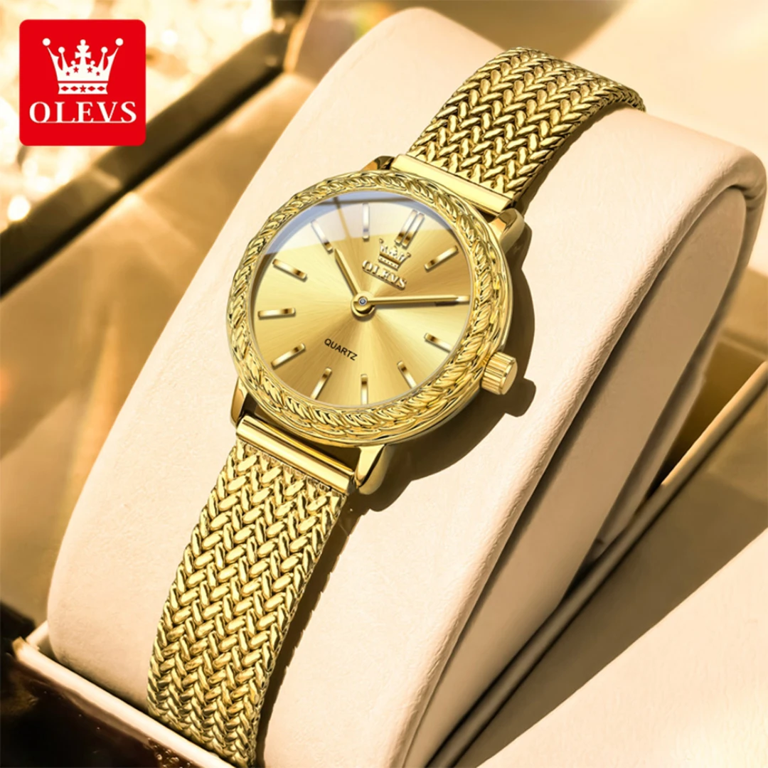 

OLEVS 5643 Кварцевые модные часы Подарочный ремешок для часов из нержавеющей стали Наручные часы с круглым циферблатом
